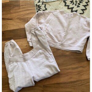 Girlfriend Collective Women's Sweat Set Size S Light Purple Lavender Cropped